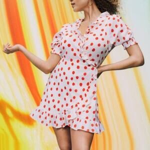Polka Dot Mini Dress - Red and White